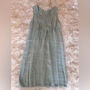 100% Linen Dress with Lace Front - Size Medium